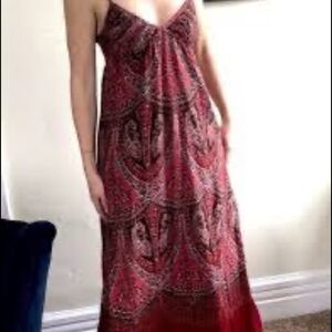 Vintage 00's GAP Fully lined Pink/Burgundy Paisley Print Maxi Dress W/Pockets 4